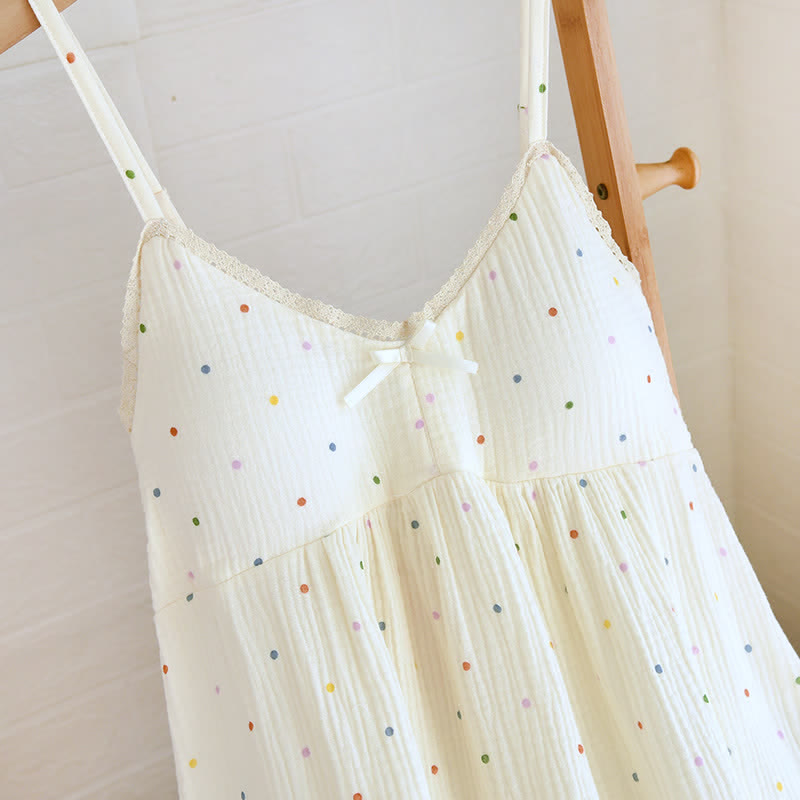Loungekleid aus Baumwollgaze mit Regenbogenpunkten - image 2