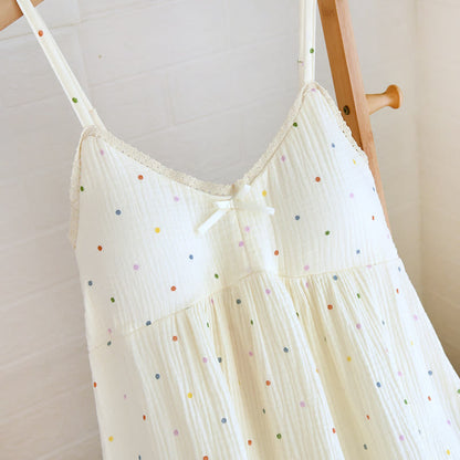 Loungekleid aus Baumwollgaze mit Regenbogenpunkten - image 2