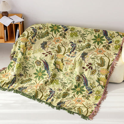 Wendbare Musselin-Tagesdecke mit Blumen- und Vogelmotiv - image 2