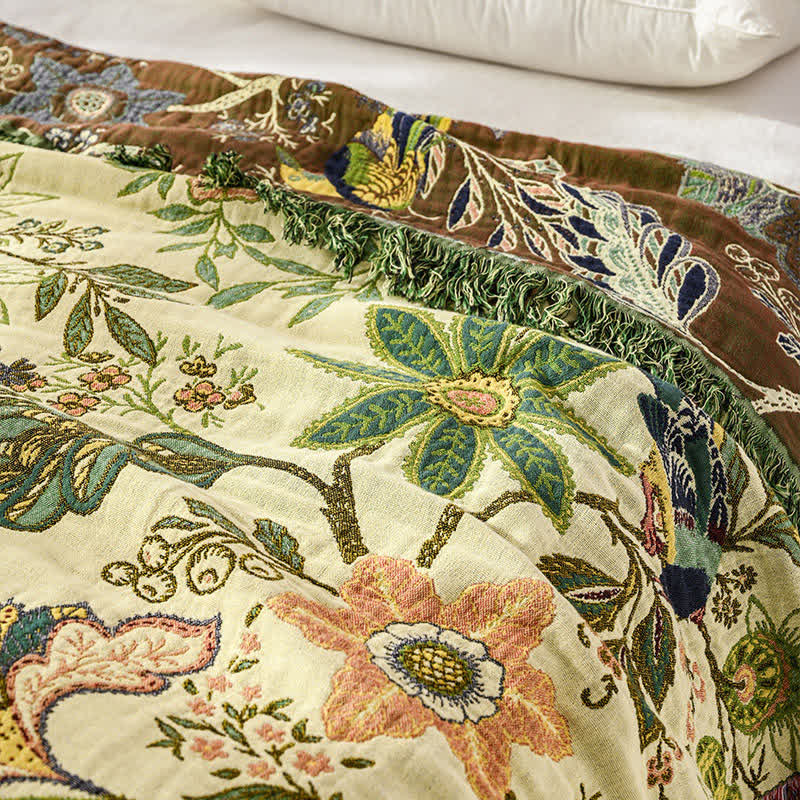 Wendbare Musselin-Tagesdecke mit Blumen- und Vogelmotiv - image 3