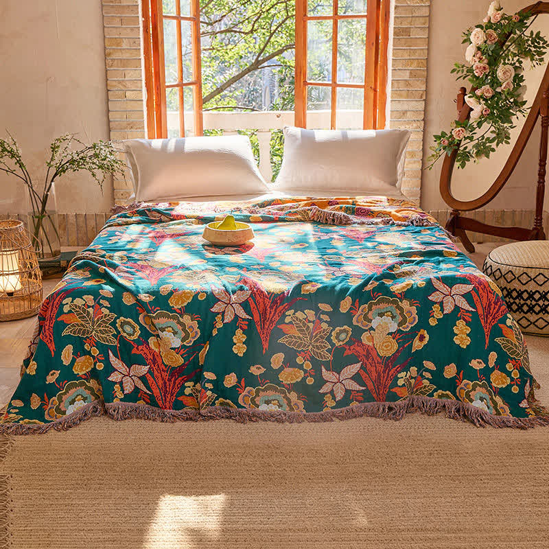 Boho Wendedecke aus Baumwollgaze mit Quasten - image 1