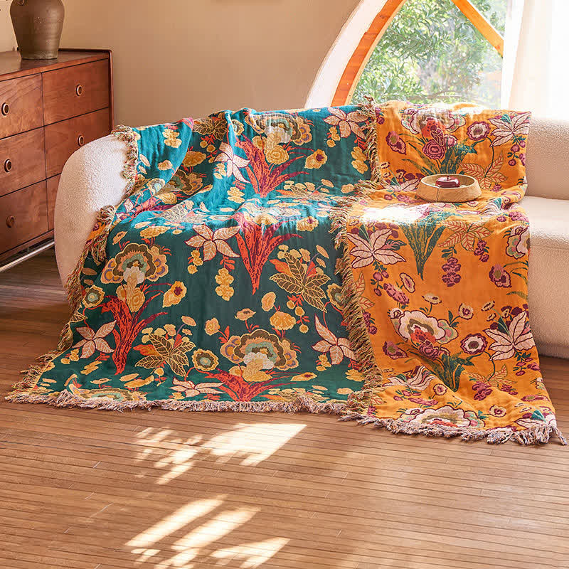 Boho Wendedecke aus Baumwollgaze mit Quasten - image 4