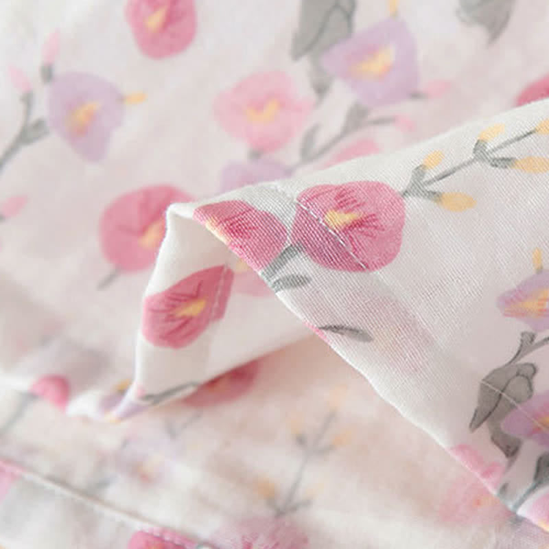 Nachtkleid aus Baumwolle in pastoralem Rosa mit Blumenmuster - image 9