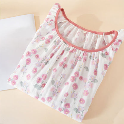 Nachtkleid aus Baumwolle in pastoralem Rosa mit Blumenmuster - image 2