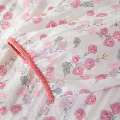 Nachtkleid aus Baumwolle in pastoralem Rosa mit Blumenmuster - image 7