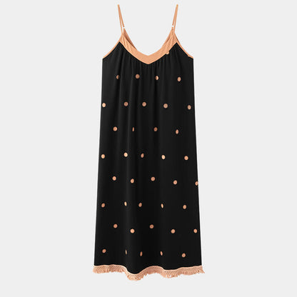 Schwarzes Baumwoll-Loungedress mit weißen Punkten - image 7