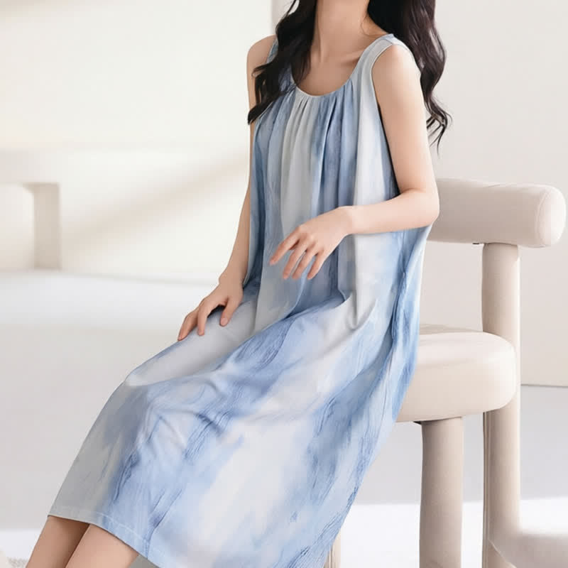 Hellblaues ärmelloses, wattiertes Loungekleid - image 3