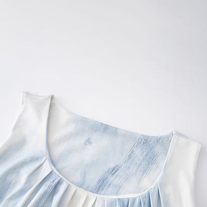 Hellblaues ärmelloses, wattiertes Loungekleid - image 11