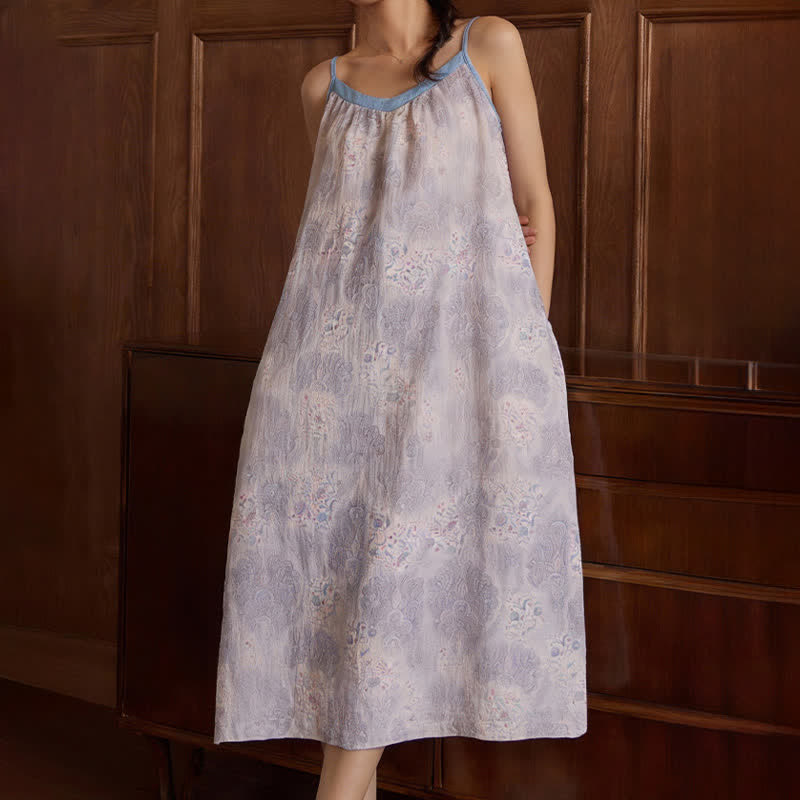 Lavendelfarbenes, ärmelloses Loungekleid mit V-Ausschnitt - image 5