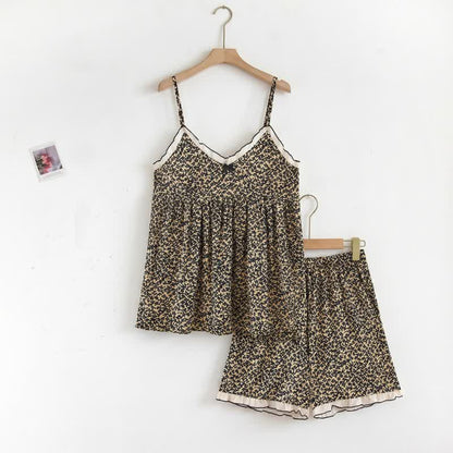 Pyjama-Set aus bedrucktem Modal-Cami-Shorts - Schwarz - 2XL - image 0