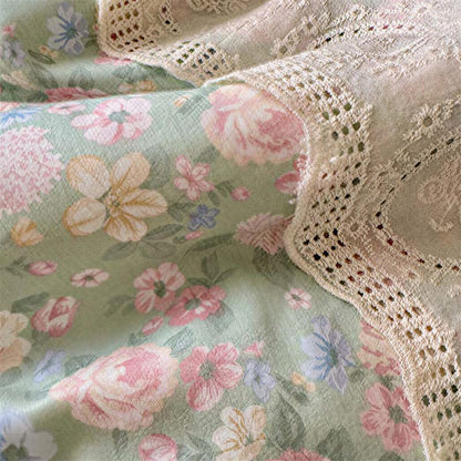 Bettwäsche-Set aus Baumwolle mit Spitzen- und Blumenmuster - image 3