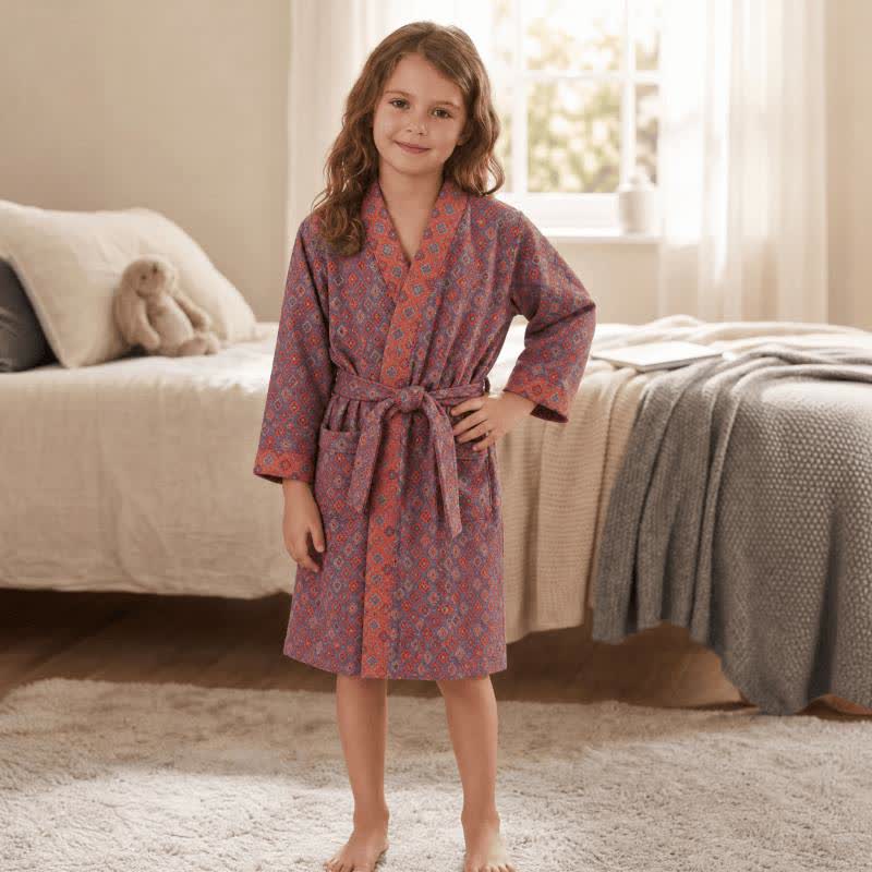 Vintage-Kimono aus Baumwolle für Kinder mit geometrischem Muster - image 1