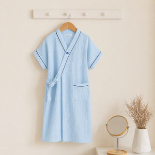 Blauer Kimono-Bademantel aus Baumwollgaze für Kinder - Blau - Kindergröße: 150 cm (59 Zoll) - image 0