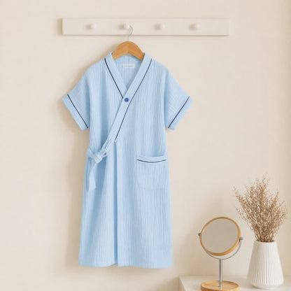 Blauer Kimono-Bademantel aus Baumwollgaze für Kinder - Blau - Kindergröße: 150 cm (59 Zoll) - image 0