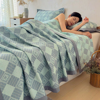 Wendbare 3-lagige geometrische Jacquard-Decke - 2 Kissenbezüge - 48cm x 74cm - image 0