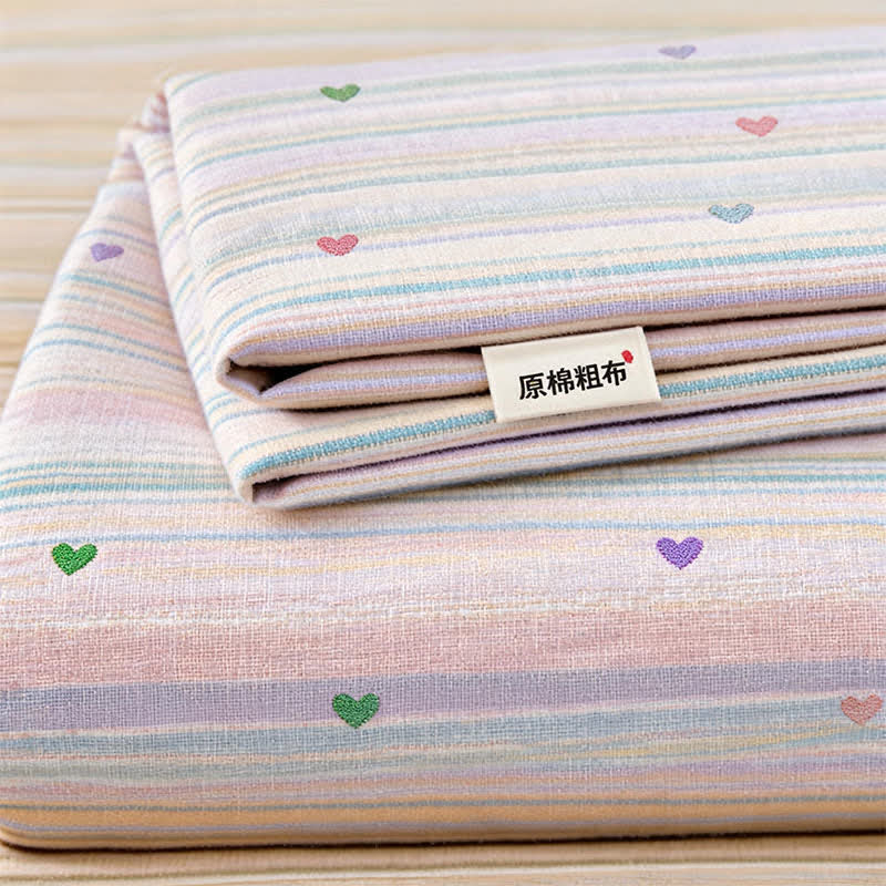 Weiches Bettwäsche-Set mit pastellfarbenen Regenbogenstreifen - image 2