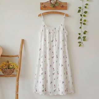 Ärmelloses Lounge-Kleid mit weißem Blumenmuster - Weiß - L - image 0