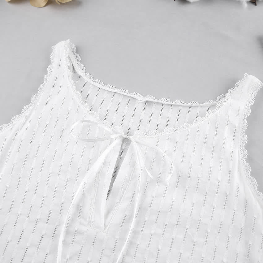 Baumwoll-Loungewear-Kleid mit Bindeband vorne - image 3