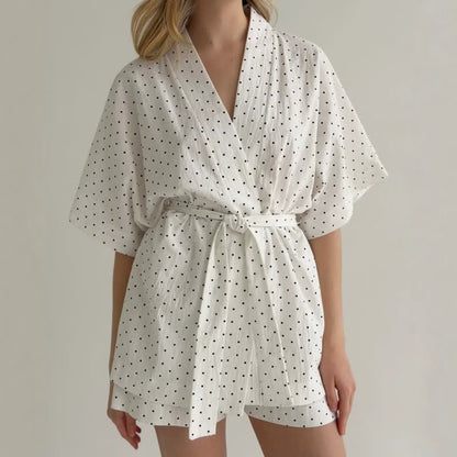 Kimono-Pyjama-Set aus Baumwolle mit Polka-Dots - image 1