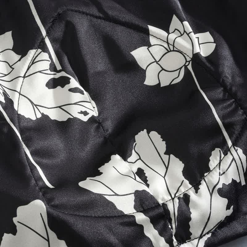 Schwarzes Pyjama-Set mit geblümtem Cami-Shorts - image 12