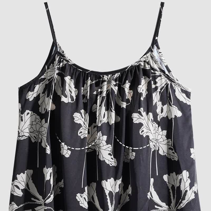 Schwarzes Pyjama-Set mit geblümtem Cami-Shorts - image 7