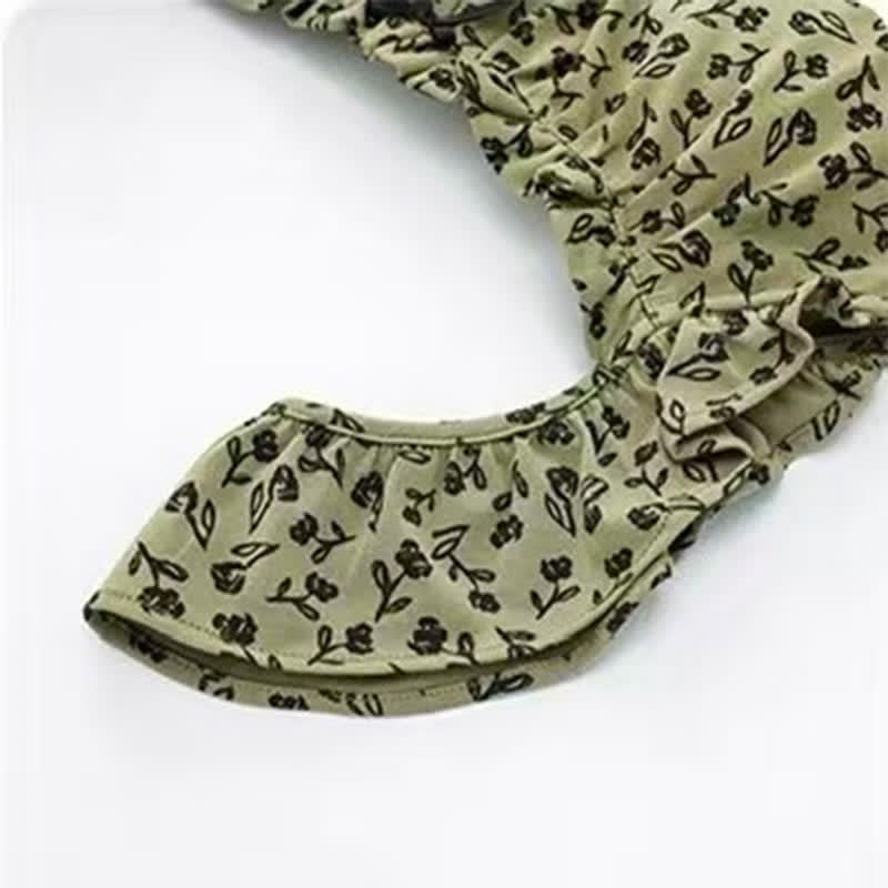 Olivgrüner Pyjama-Set mit Rüschen und Blumenmuster - image 7