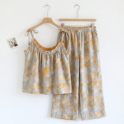 Ginkgo Pyjama-Set mit Camisole-Top und Hose - Hellgrau & Gelb - XL - image 33
