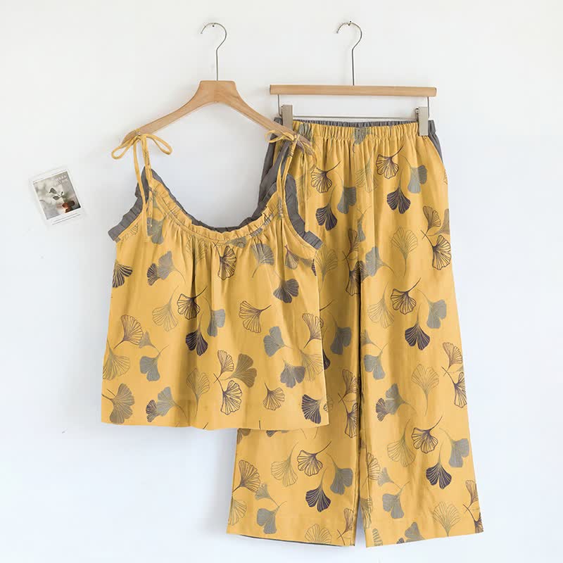 Ginkgo Pyjama-Set mit Camisole-Top und Hose - Gelb & Dunkelgrau - XL - image 24