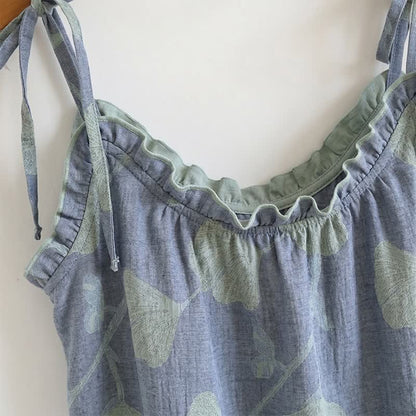Ginkgo-Blatt-Pyjama-Set mit Rüschen und Cami-Oberteil - image 2