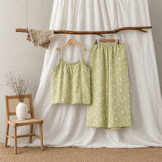 Baumwollpyjama mit frischem Ginkgoblatt - Grün - XL - image 0