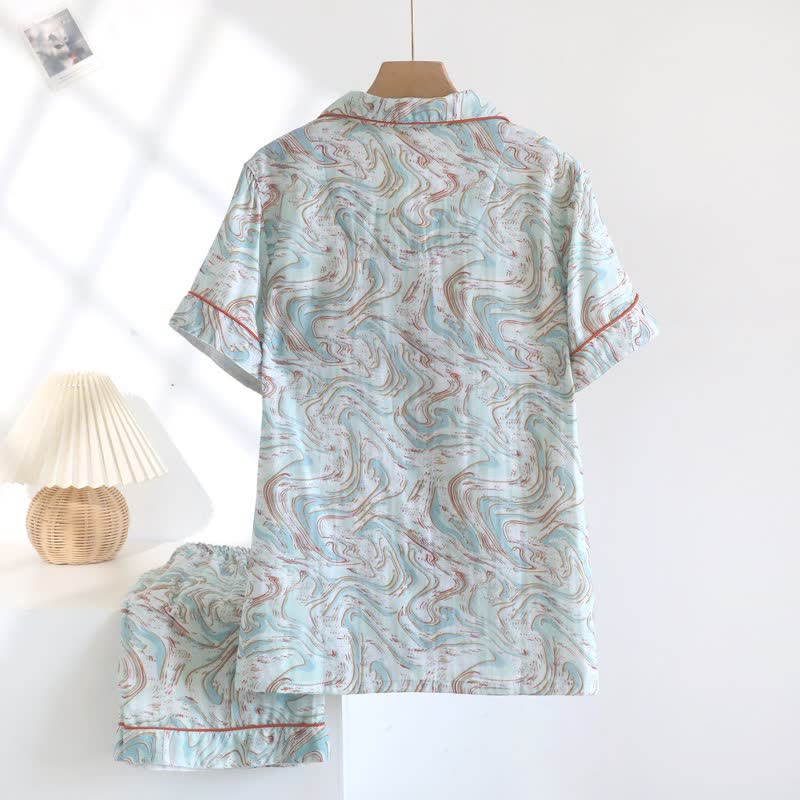Lounge-Set aus Baumwollgaze mit abstraktem Print - image 4
