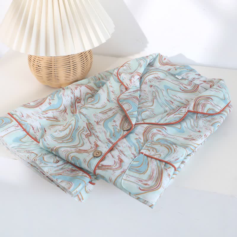 Lounge-Set aus Baumwollgaze mit abstraktem Print - image 1