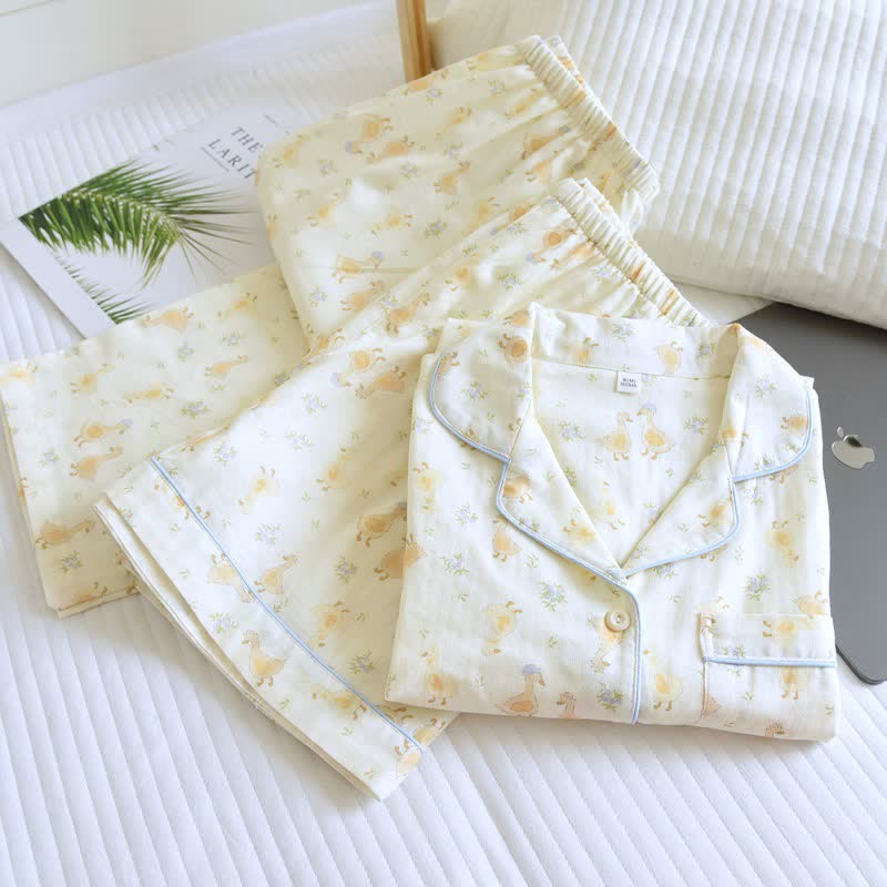 Dreiteilige Loungewear aus Baumwoll-Duck-Print - image 2