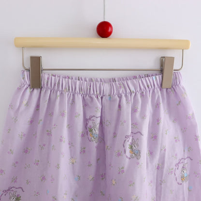 Loungewear-Set aus Baumwolle mit lila Hasen- und Blumenmuster (3-teilig) - image 7