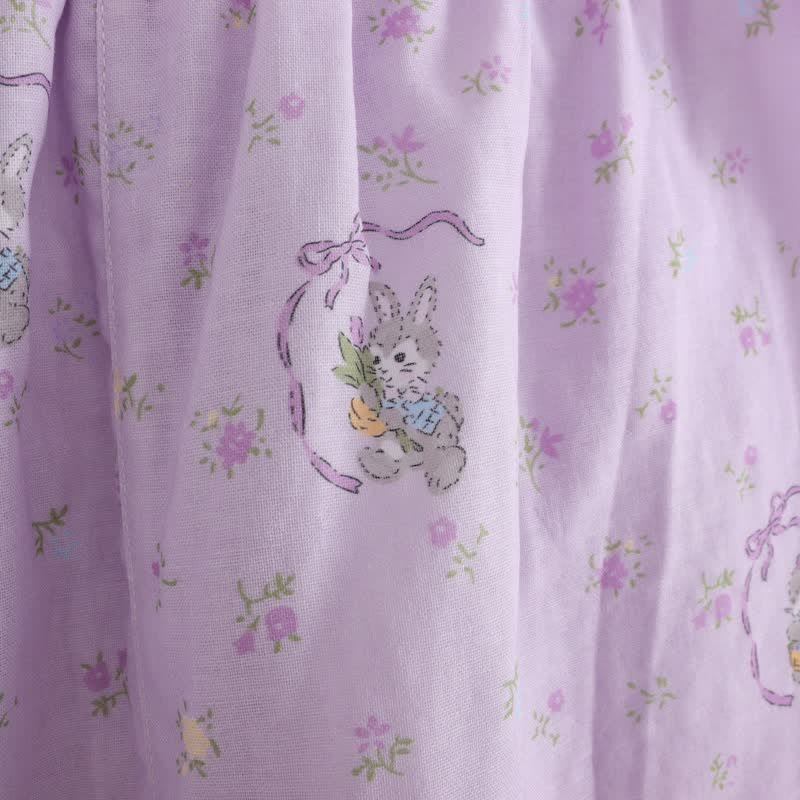 Loungewear-Set aus Baumwolle mit lila Hasen- und Blumenmuster (3-teilig) - image 11