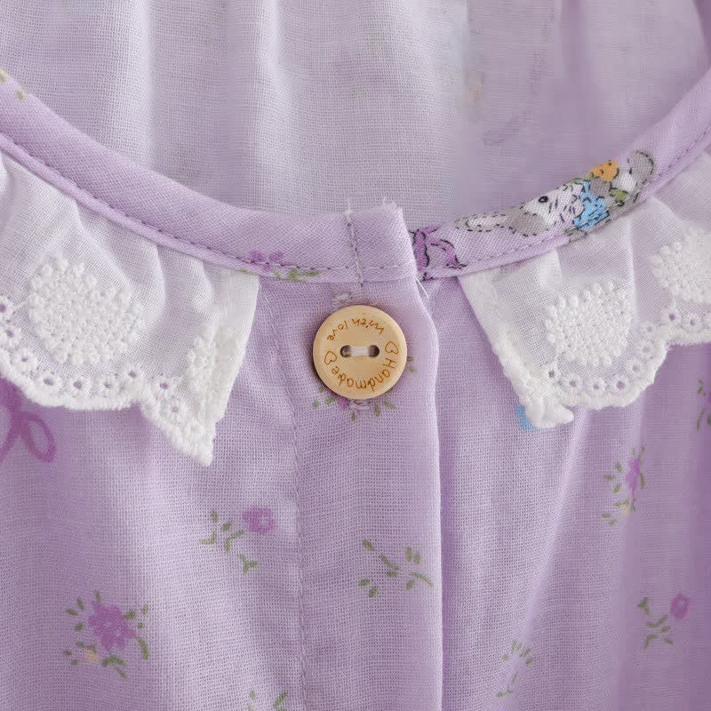 Loungewear-Set aus Baumwolle mit lila Hasen- und Blumenmuster (3-teilig) - image 6