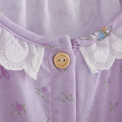 Loungewear-Set aus Baumwolle mit lila Hasen- und Blumenmuster (3-teilig) - image 6