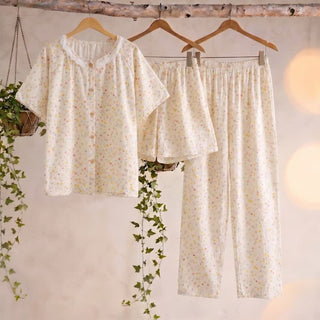Loungewear-Set aus Baumwolle mit Sternenmuster (3-teilig) - Beige - XL - image 0
