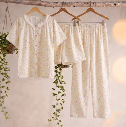 Loungewear-Set aus Baumwolle mit Sternenmuster (3-teilig) - Beige - XL - image 0