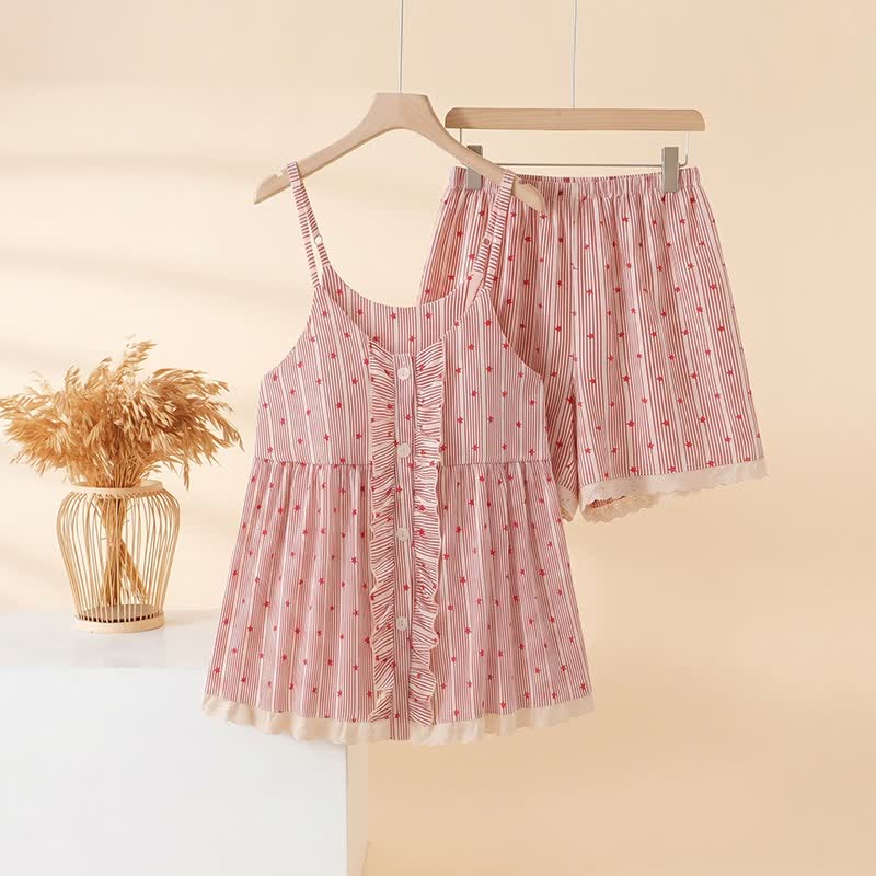Lounge-Set mit Streifen und Sternenrüschen - Rot - 2XL - image 0
