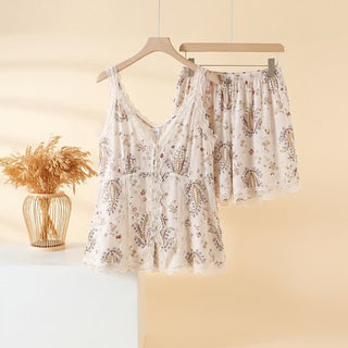 Loungewear-Set aus französischer Baumwollspitze mit Blumenmuster - Weiß - 3XL - image 0