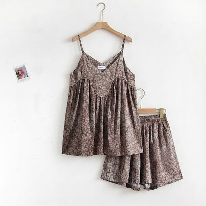 Pyjama-Set mit Vintage-Print: Trägertop und Shorts - image 1