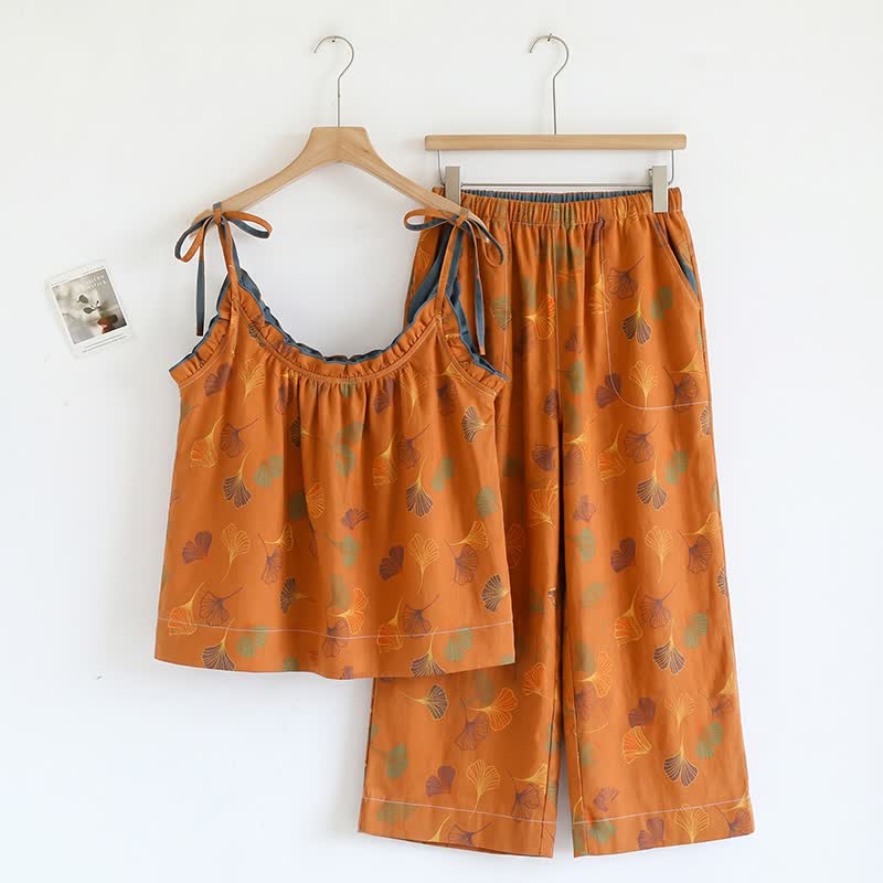 Ginkgo Pyjama-Set mit Camisole-Top und Hose - Orange & Blau - XL - image 20