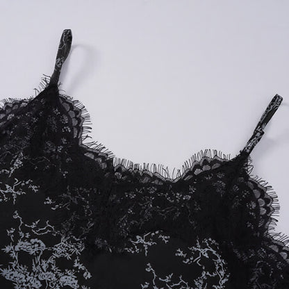 Schwarzes Lounge-Set mit Camisole-Oberteil und Blumenmuster - image 4