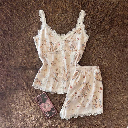 Loungewear-Set aus französischer Baumwollspitze mit Blumenmuster - image 5