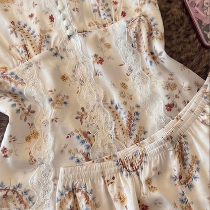 Loungewear-Set aus französischer Baumwollspitze mit Blumenmuster - image 6