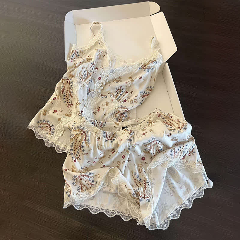 Loungewear-Set aus französischer Baumwollspitze mit Blumenmuster - image 7