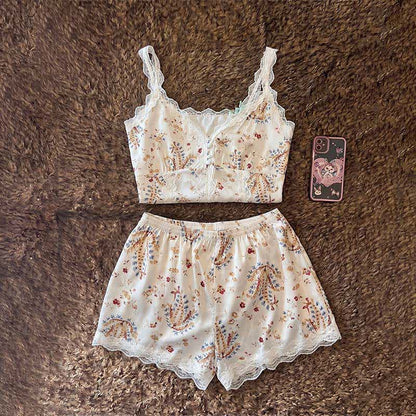Loungewear-Set aus französischer Baumwollspitze mit Blumenmuster - image 4