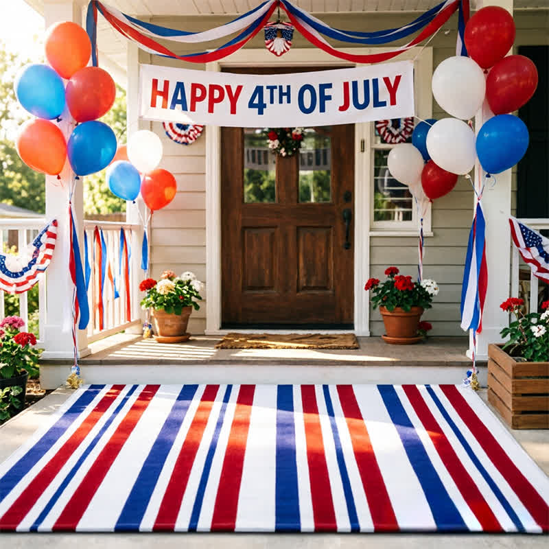 Patriotischer Americana-Streifen-Outdoor-Teppich - Rot, Weiß und Blau - B - 80cm x 120cm - image 3
