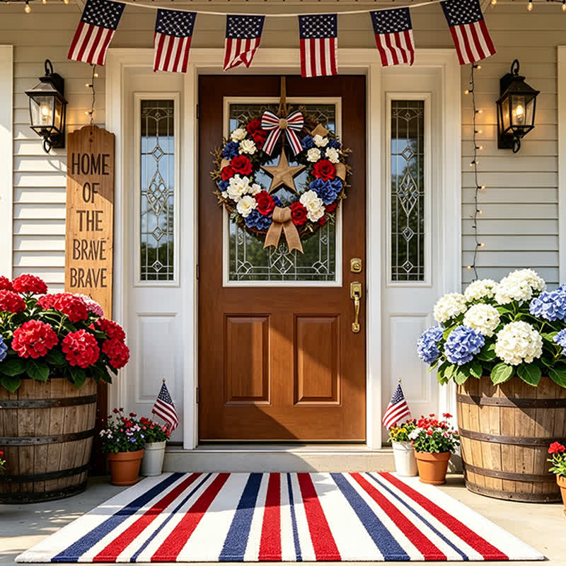 Patriotischer Americana-Streifen-Outdoor-Teppich - Rot, Weiß und Blau - A - 80cm x 120cm - image 0
